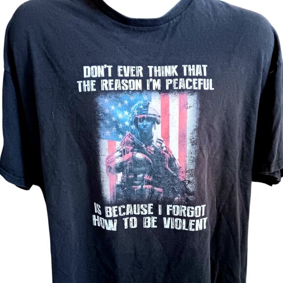 XL Vintage T-shirt Y2K Patriotic Soldier Print - Picture 1 of 5